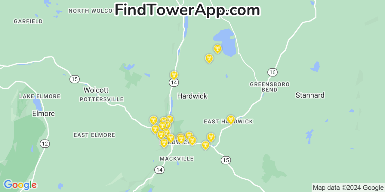 T-Mobile 4G/5G cell tower coverage map Hardwick, Vermont