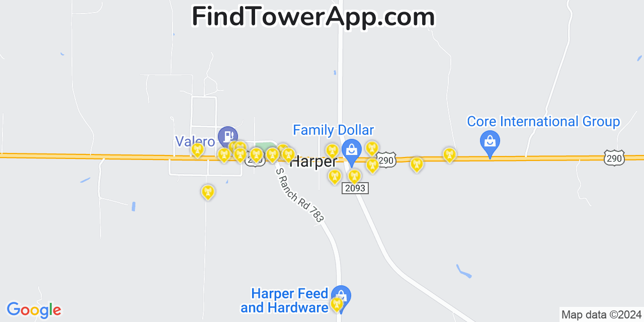 T-Mobile 4G/5G cell tower coverage map Harper, Texas
