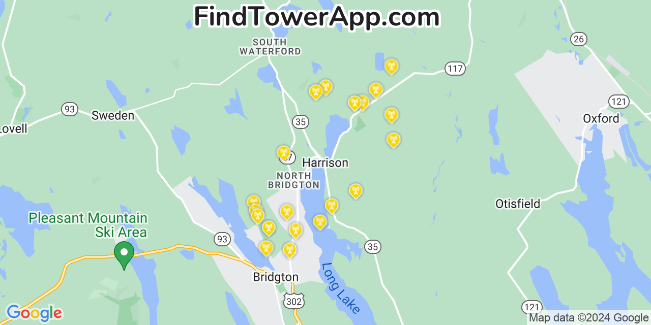 AT&T 4G/5G cell tower coverage map Harrison, Maine