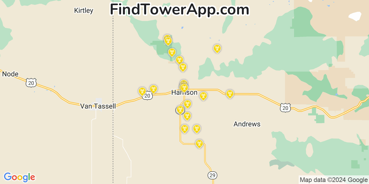 AT&T 4G/5G cell tower coverage map Harrison, Nebraska