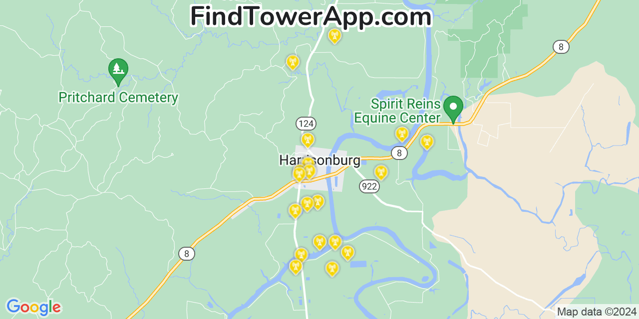 AT&T 4G/5G cell tower coverage map Harrisonburg, Louisiana