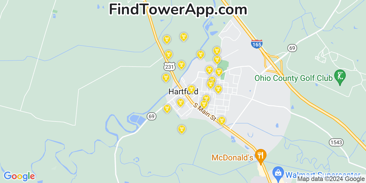 Verizon 4G/5G cell tower coverage map Hartford, Kentucky