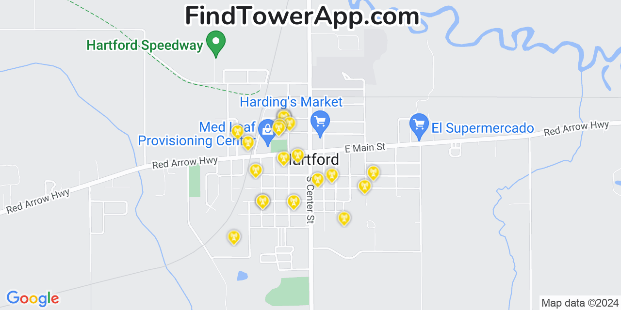 T-Mobile 4G/5G cell tower coverage map Hartford, Michigan