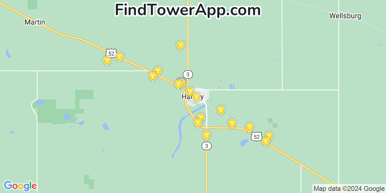 T-Mobile 4G/5G cell tower coverage map Harvey, North Dakota