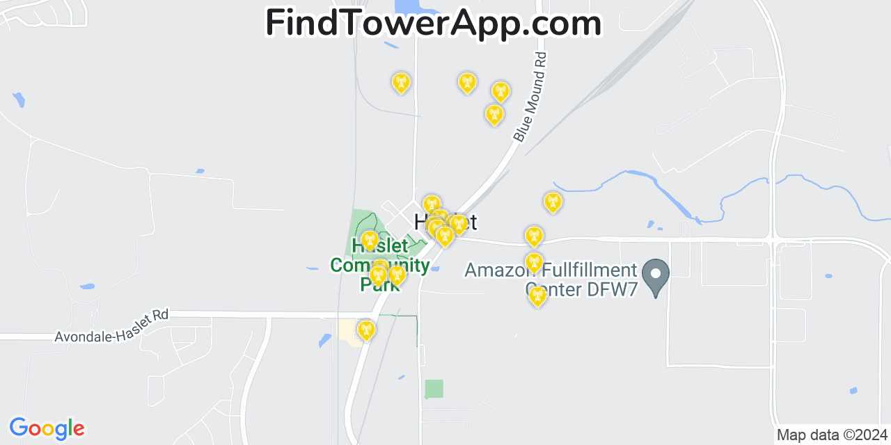 AT&T 4G/5G cell tower coverage map Haslet, Texas