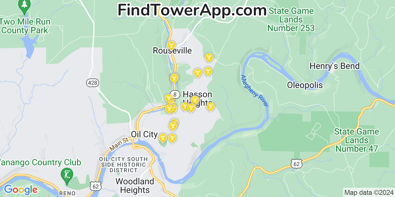 AT&T 4G/5G cell tower coverage map Hasson Heights, Pennsylvania