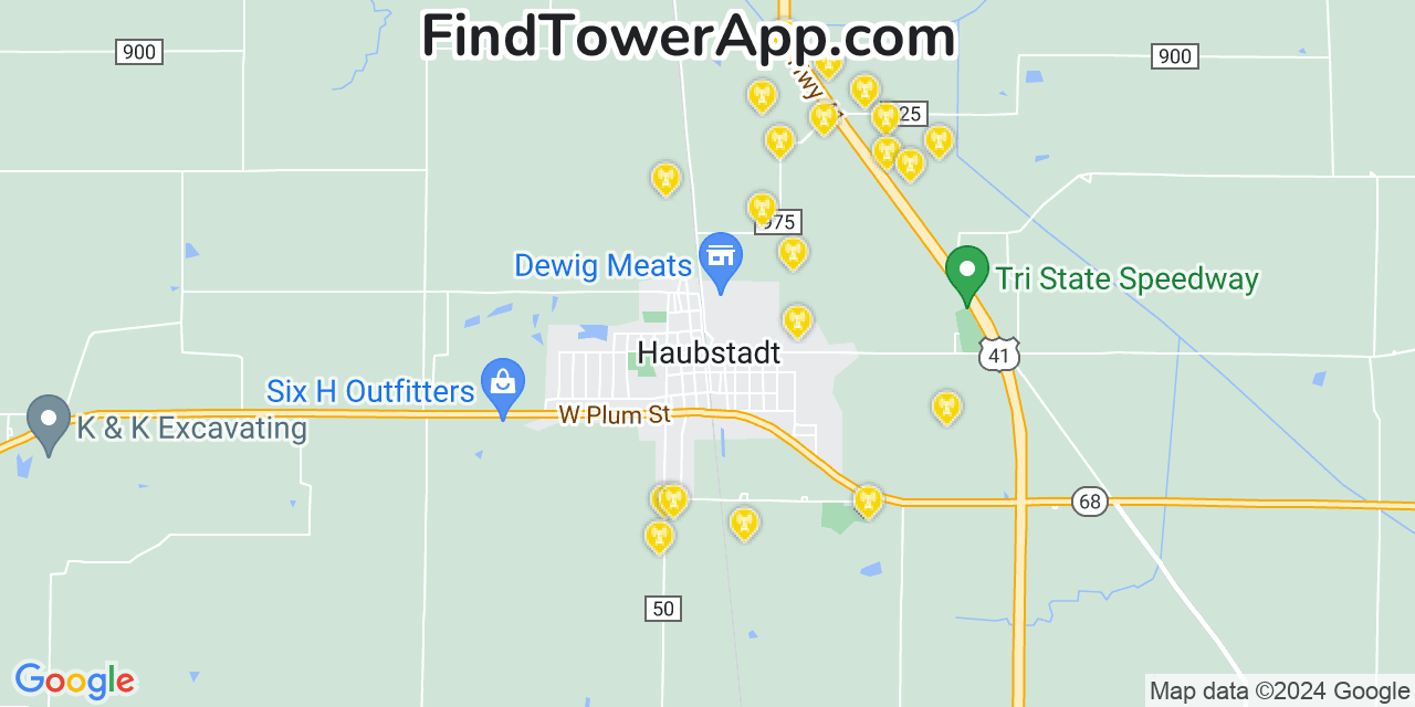 AT&T 4G/5G cell tower coverage map Haubstadt, Indiana