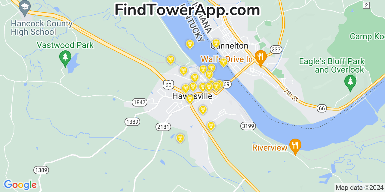 T-Mobile 4G/5G cell tower coverage map Hawesville, Kentucky