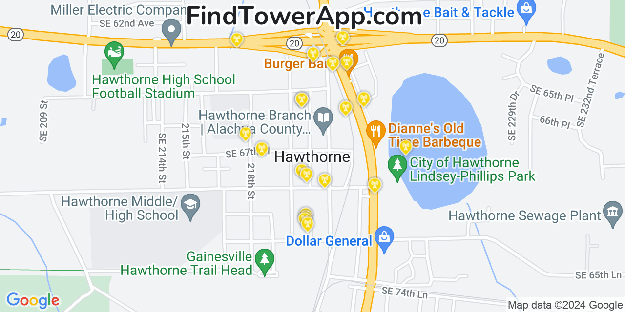 T-Mobile 4G/5G cell tower coverage map Hawthorne, Florida