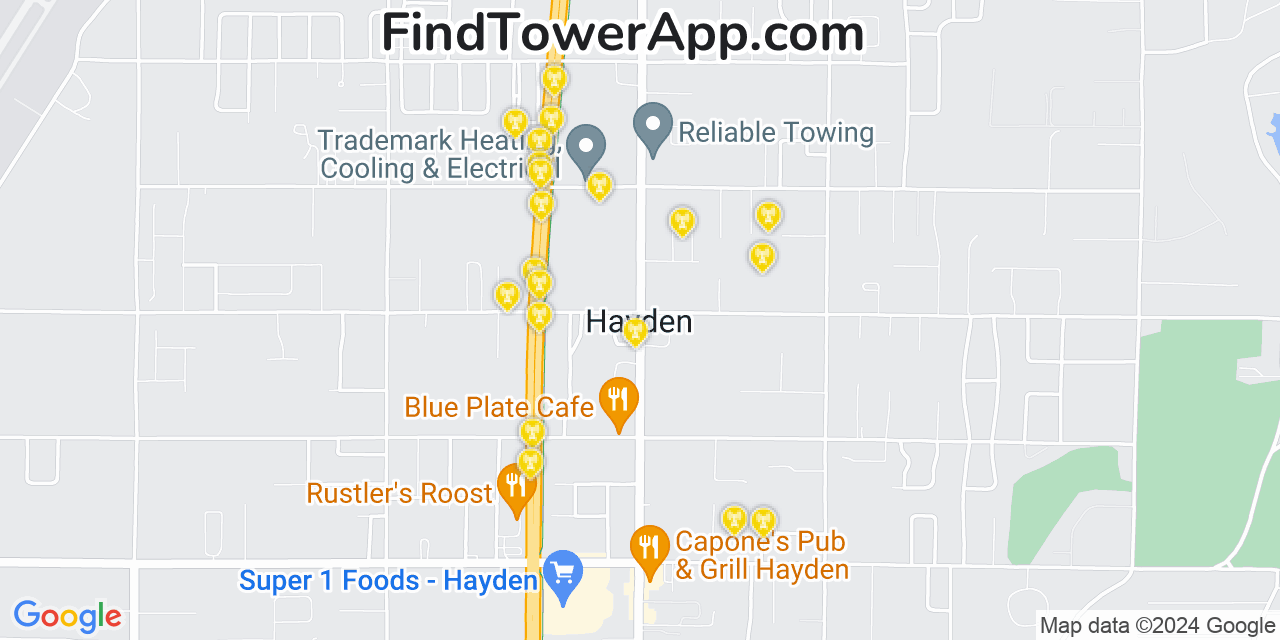 Verizon 4G/5G cell tower coverage map Hayden, Idaho