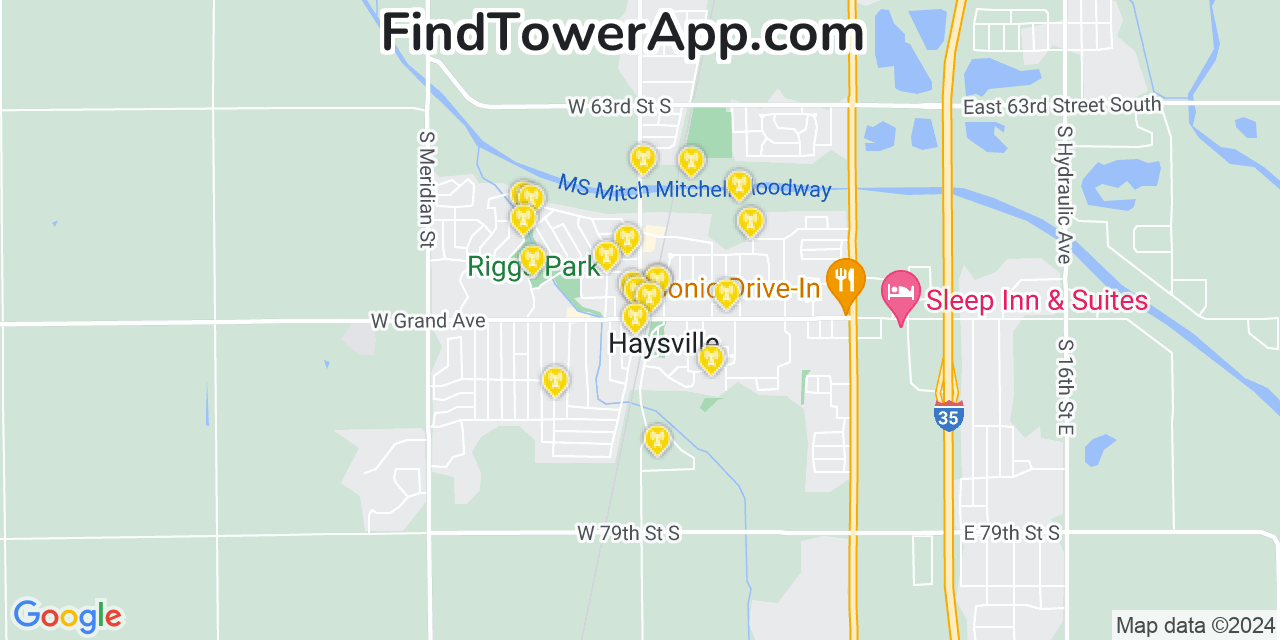 AT&T 4G/5G cell tower coverage map Haysville, Kansas