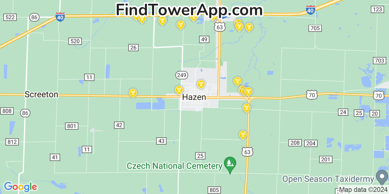 T-Mobile 4G/5G cell tower coverage map Hazen, Arkansas