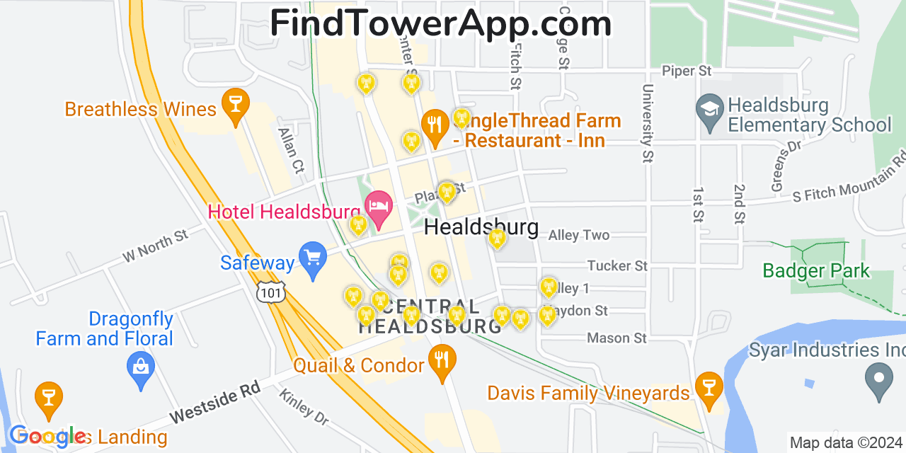 T-Mobile 4G/5G cell tower coverage map Healdsburg, California