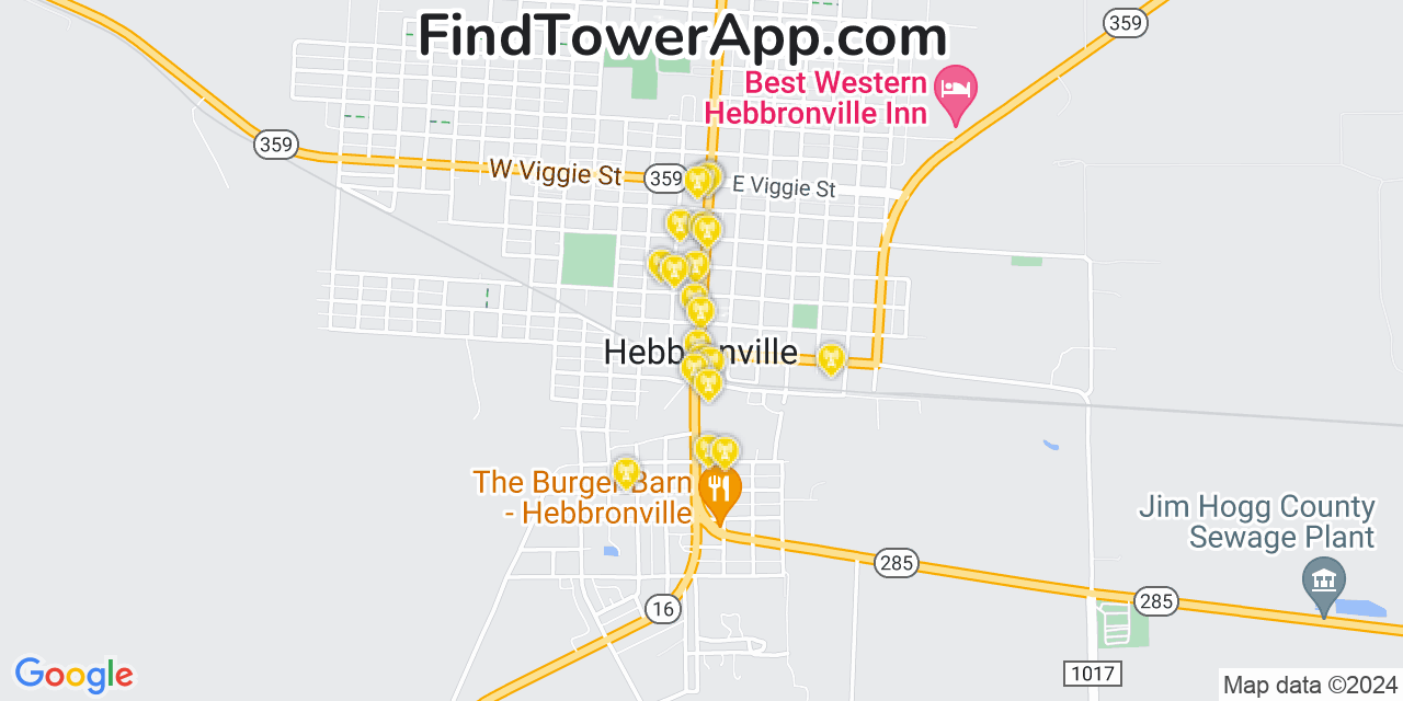 AT&T 4G/5G cell tower coverage map Hebbronville, Texas