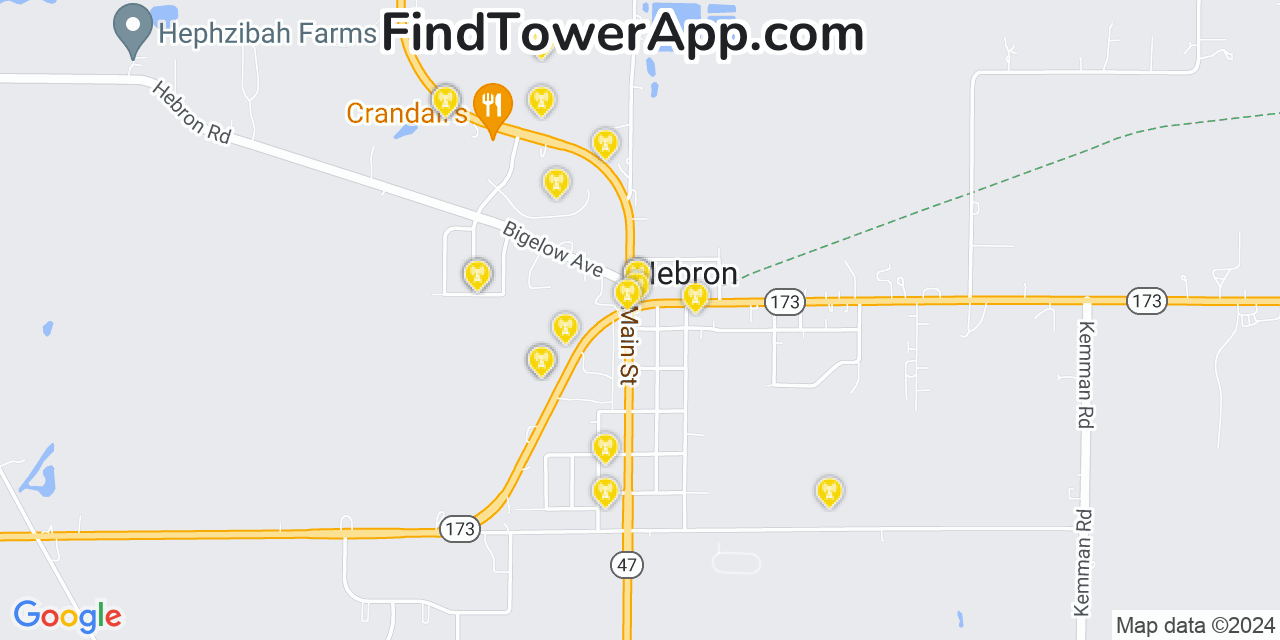 AT&T 4G/5G cell tower coverage map Hebron, Illinois
