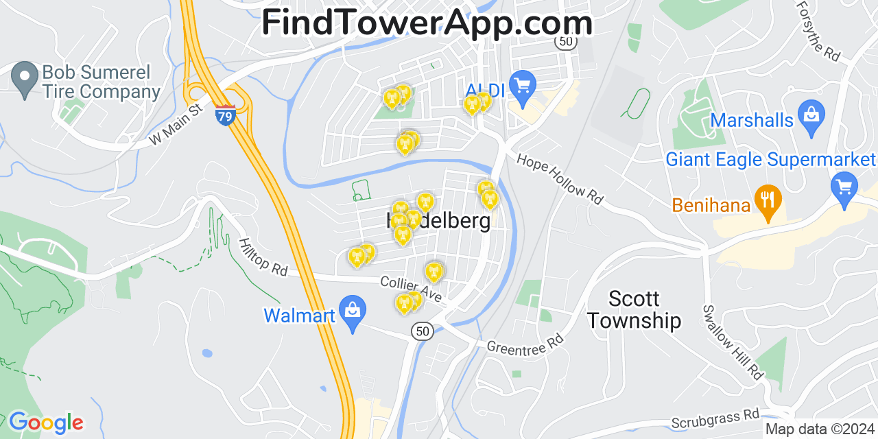 T-Mobile 4G/5G cell tower coverage map Heidelberg, Pennsylvania
