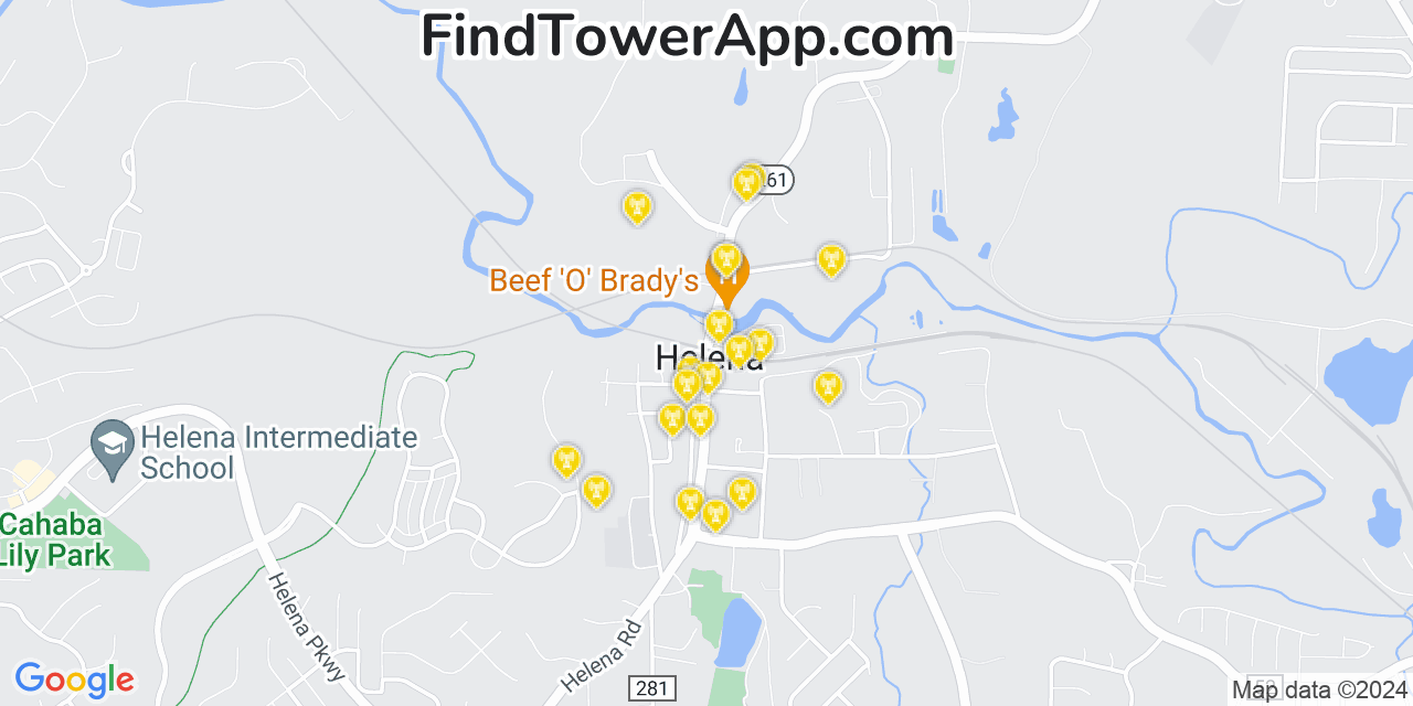 AT&T 4G/5G cell tower coverage map Helena, Alabama