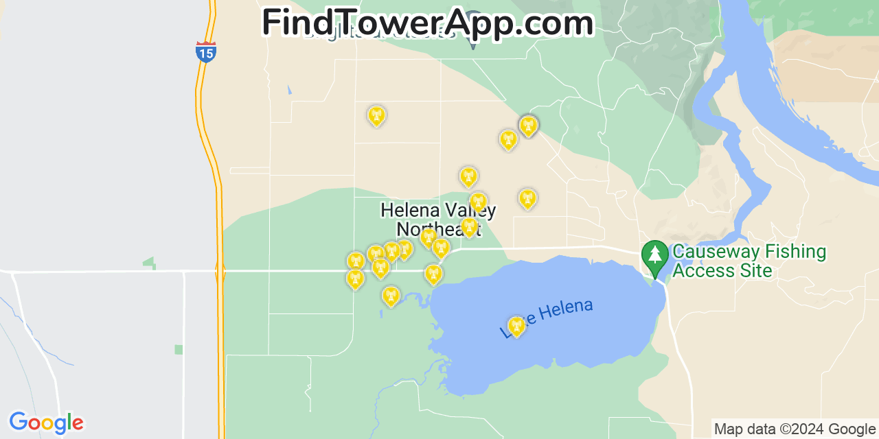 AT&T 4G/5G cell tower coverage map Helena Valley Northeast, Montana