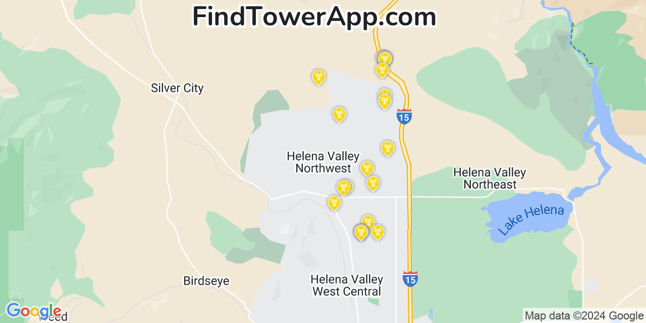 AT&T 4G/5G cell tower coverage map Helena Valley Northwest, Montana