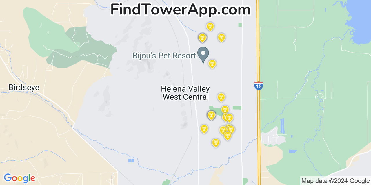AT&T 4G/5G cell tower coverage map Helena Valley West Central, Montana