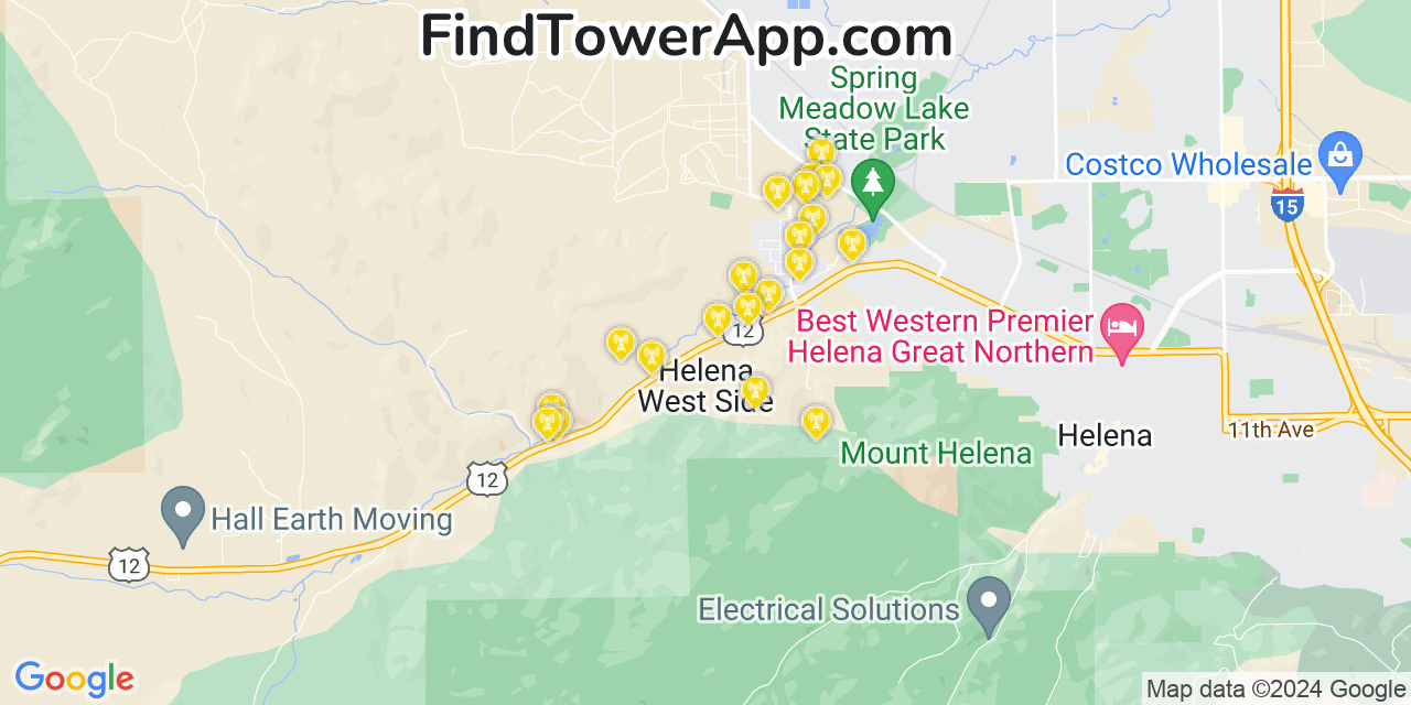 T-Mobile 4G/5G cell tower coverage map Helena West Side, Montana
