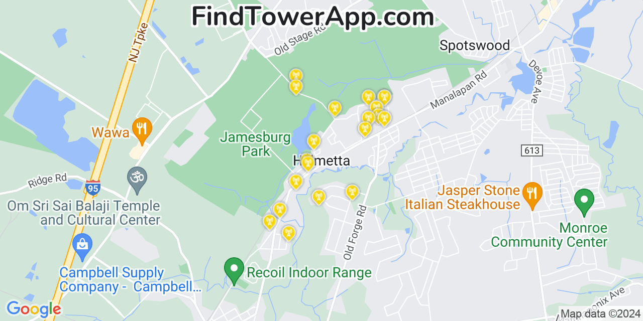 AT&T 4G/5G cell tower coverage map Helmetta, New Jersey