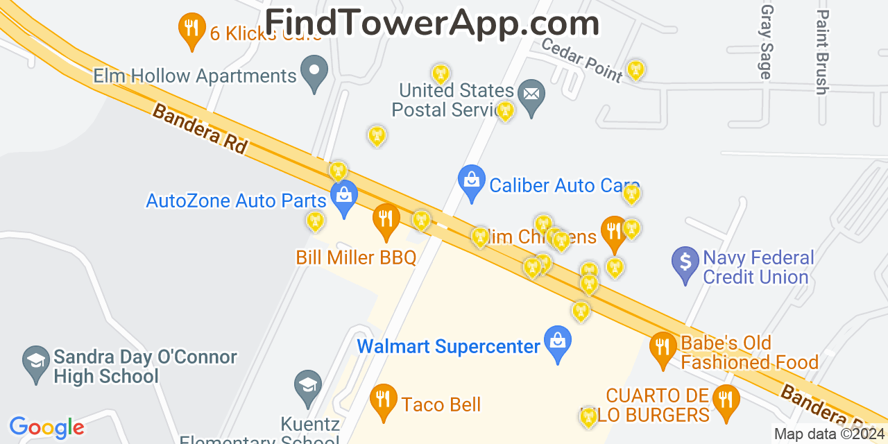 AT&T 4G/5G cell tower coverage map Helotes, Texas