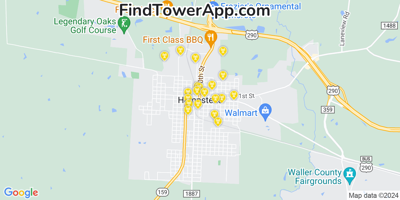 AT&T 4G/5G cell tower coverage map Hempstead, Texas