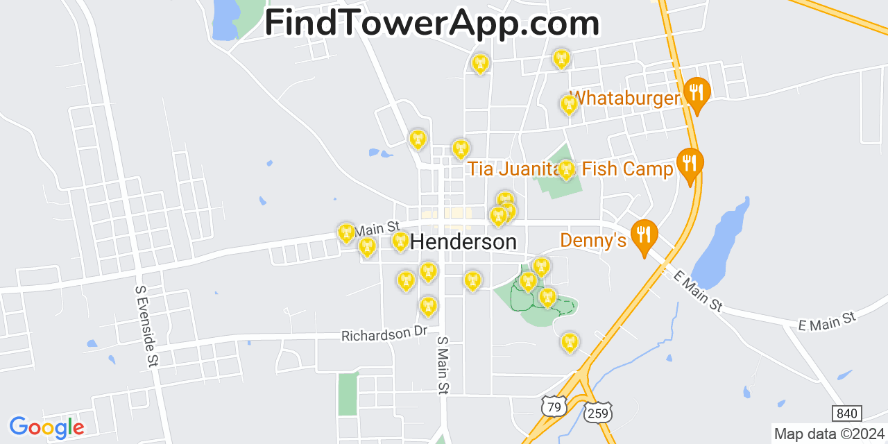 T-Mobile 4G/5G cell tower coverage map Henderson, Texas