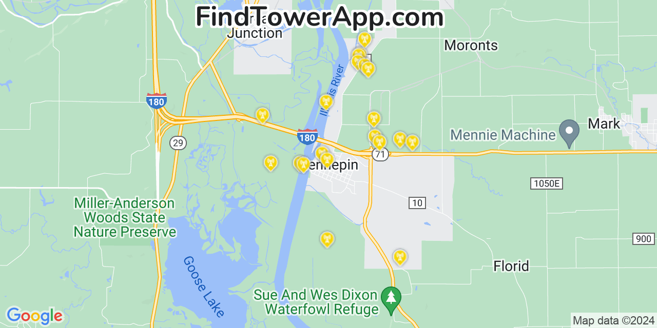 AT&T 4G/5G cell tower coverage map Hennepin, Illinois