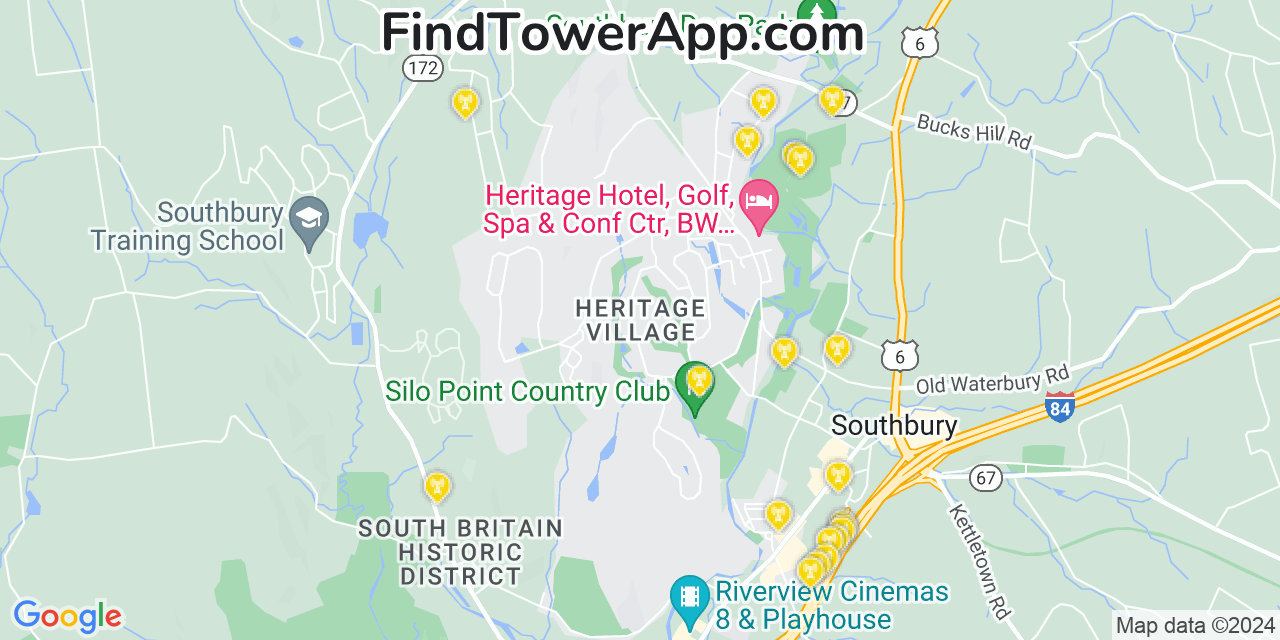 Verizon 4G/5G cell tower coverage map Heritage Village, Connecticut