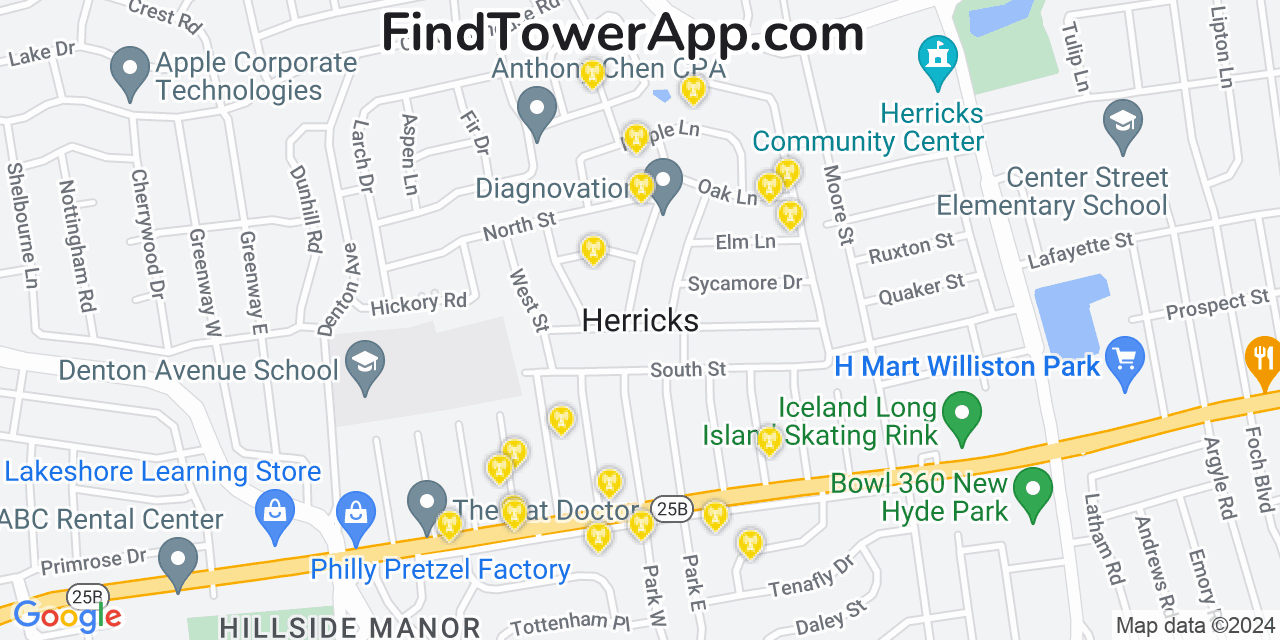 T-Mobile 4G/5G cell tower coverage map Herricks, New York