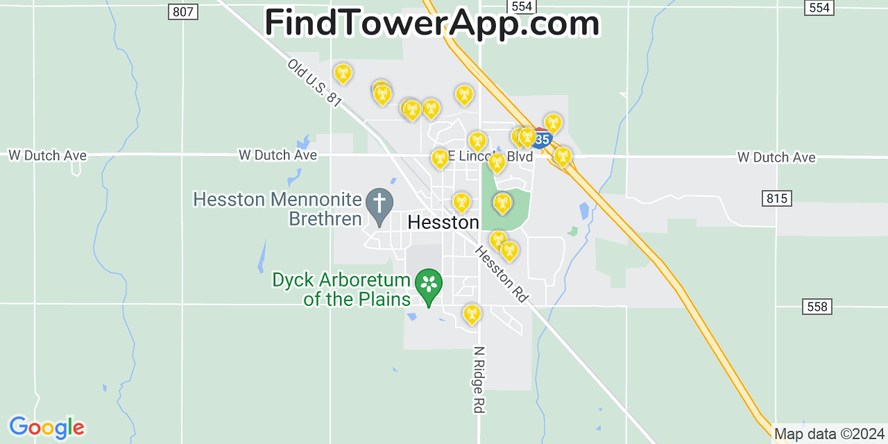 T-Mobile 4G/5G cell tower coverage map Hesston, Kansas