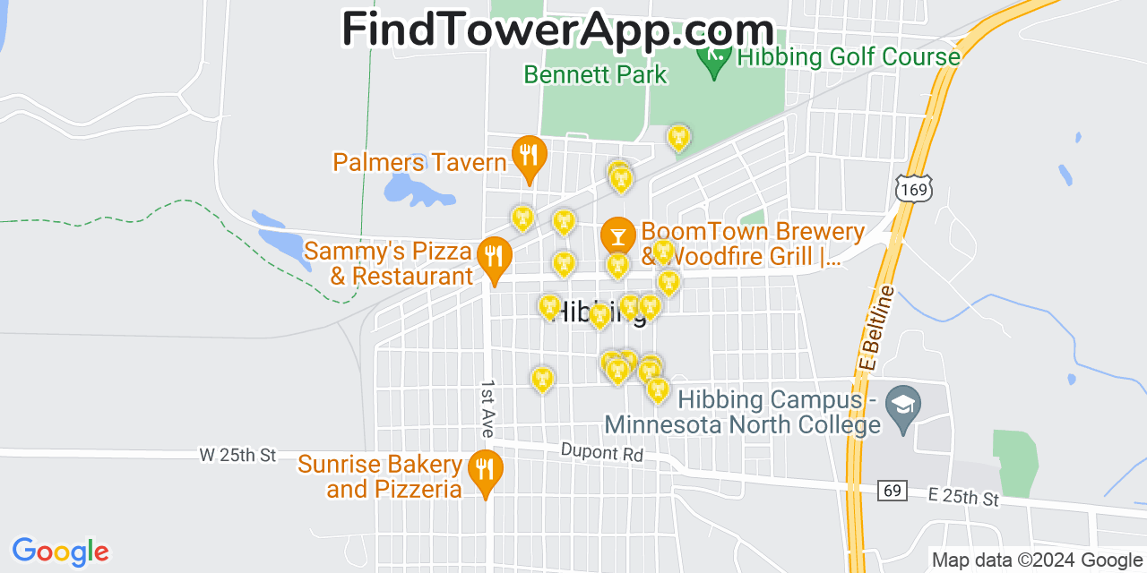 Verizon 4G/5G cell tower coverage map Hibbing, Minnesota