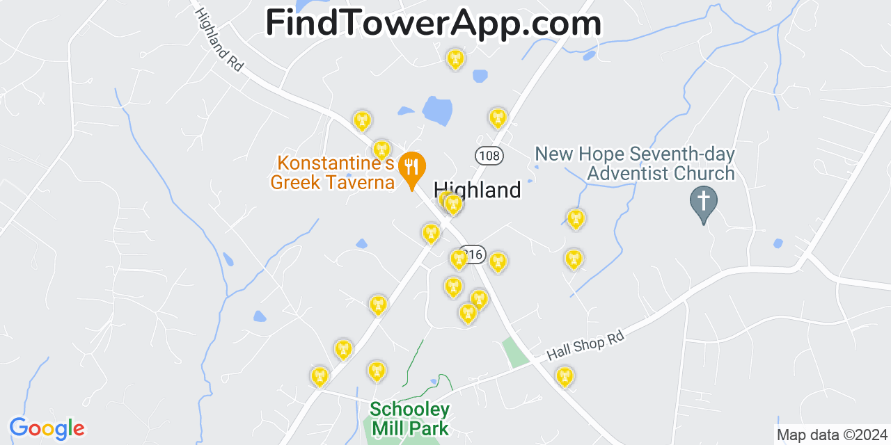 T-Mobile 4G/5G cell tower coverage map Highland, Maryland