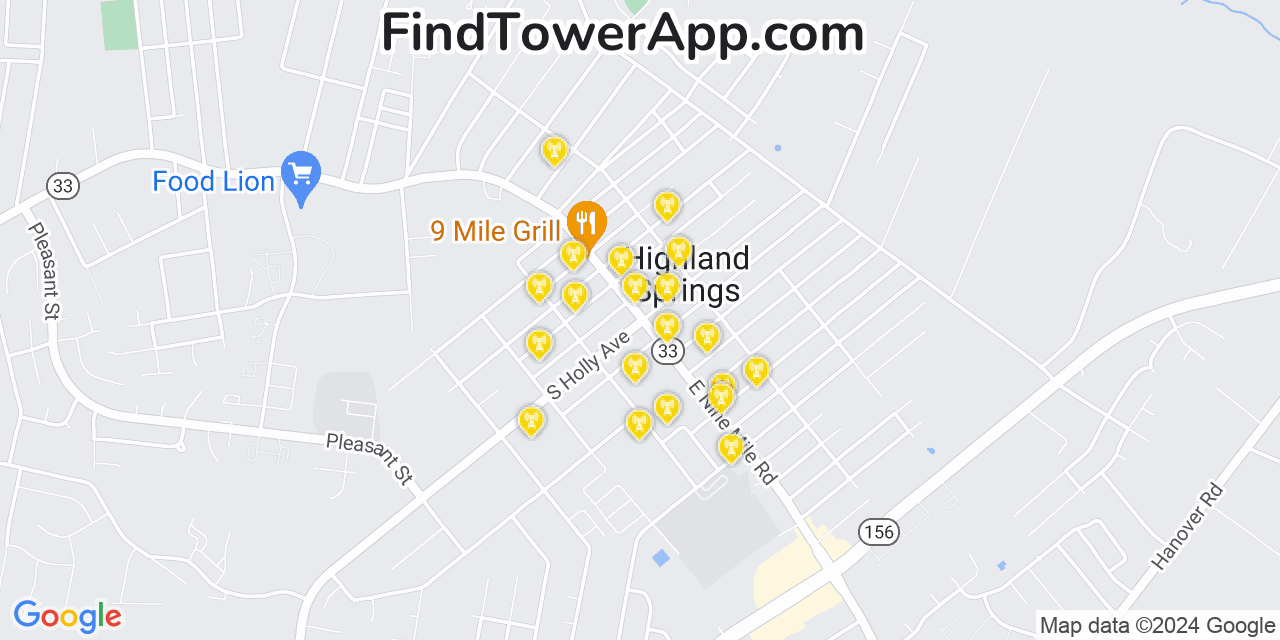 T-Mobile 4G/5G cell tower coverage map Highland Springs, Virginia