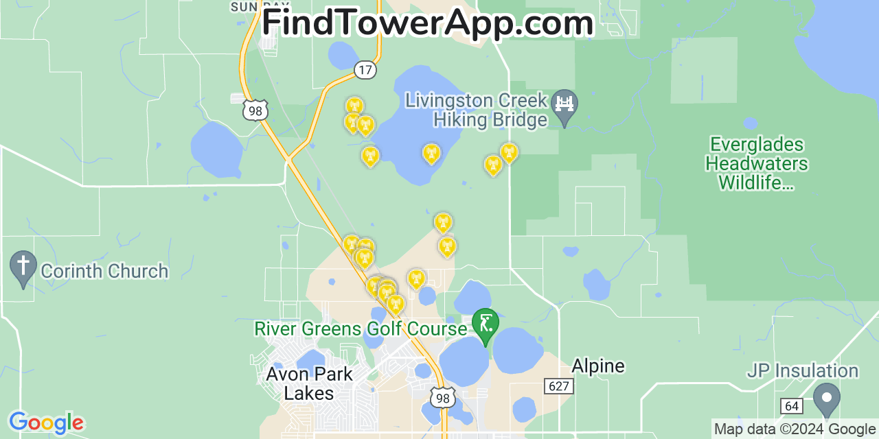 Hill- (Florida) 4G/5G cell tower coverage map