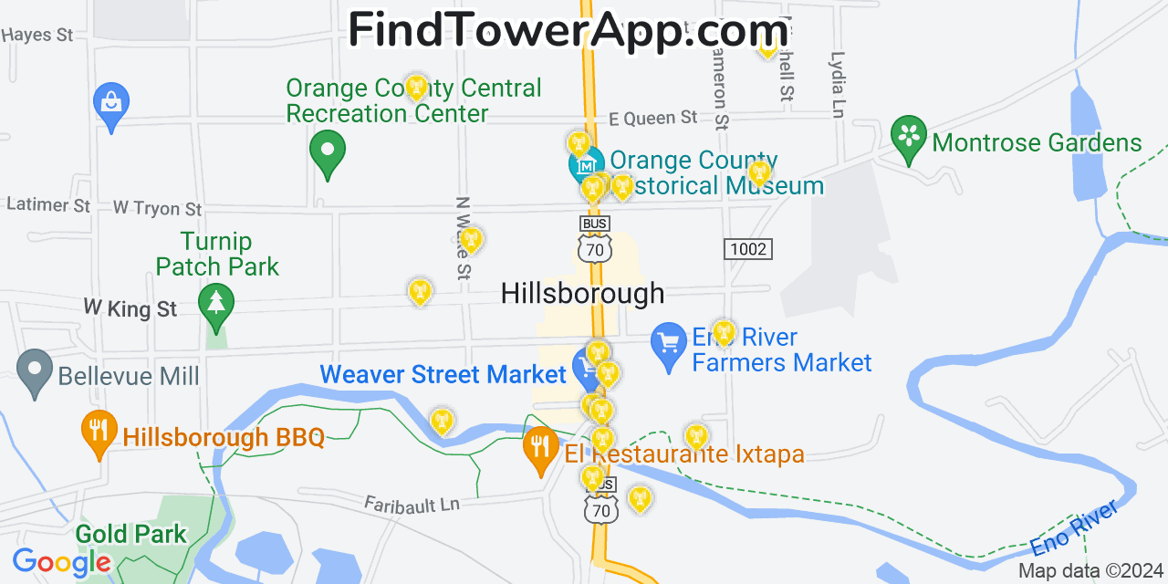 T-Mobile 4G/5G cell tower coverage map Hillsborough, North Carolina