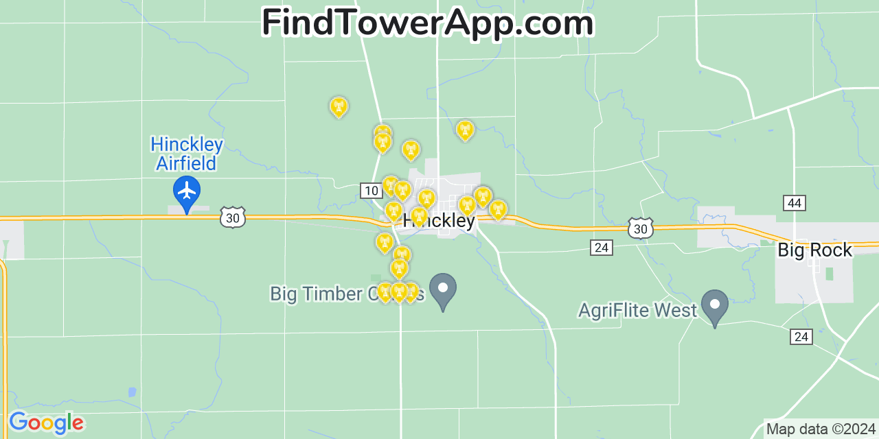 T-Mobile 4G/5G cell tower coverage map Hinckley, Illinois