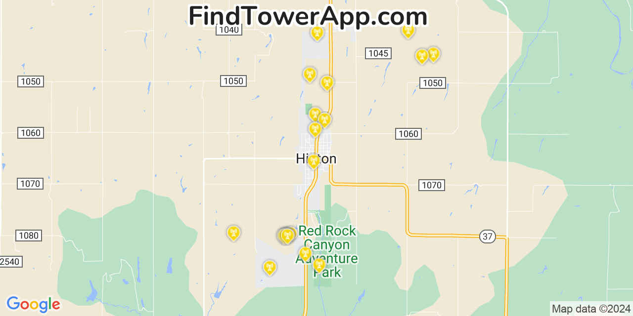 AT&T 4G/5G cell tower coverage map Hinton, Oklahoma
