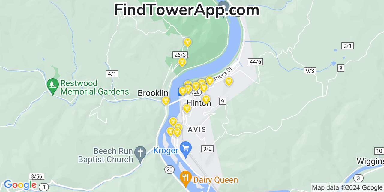T-Mobile 4G/5G cell tower coverage map Hinton, West Virginia