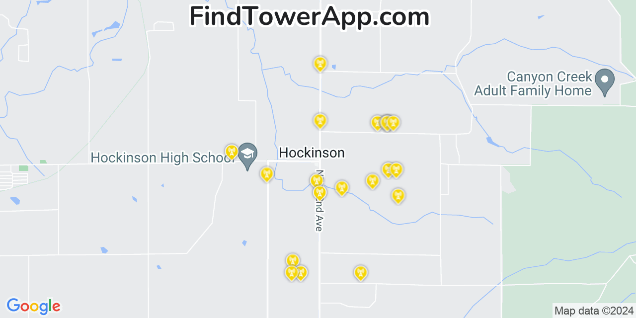 AT&T 4G/5G cell tower coverage map Hockinson, Washington