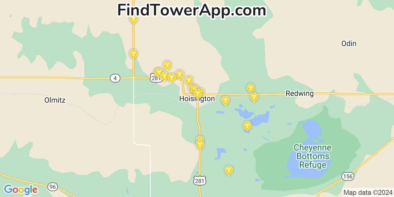 T-Mobile 4G/5G cell tower coverage map Hoisington, Kansas