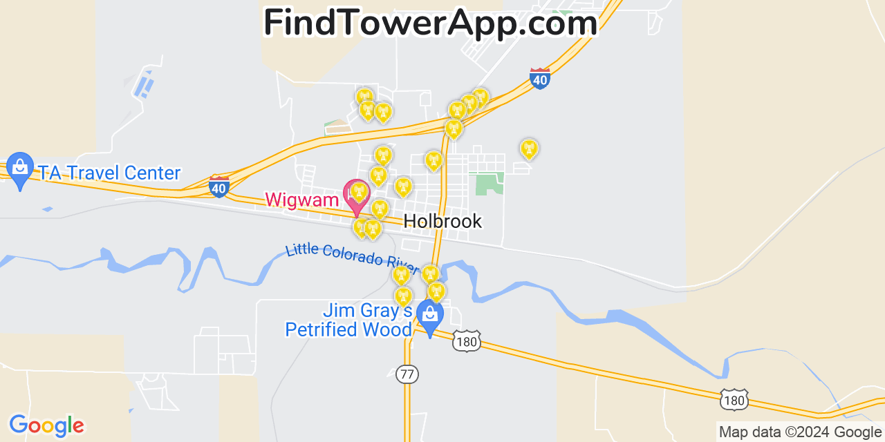 Verizon 4G/5G cell tower coverage map Holbrook, Arizona