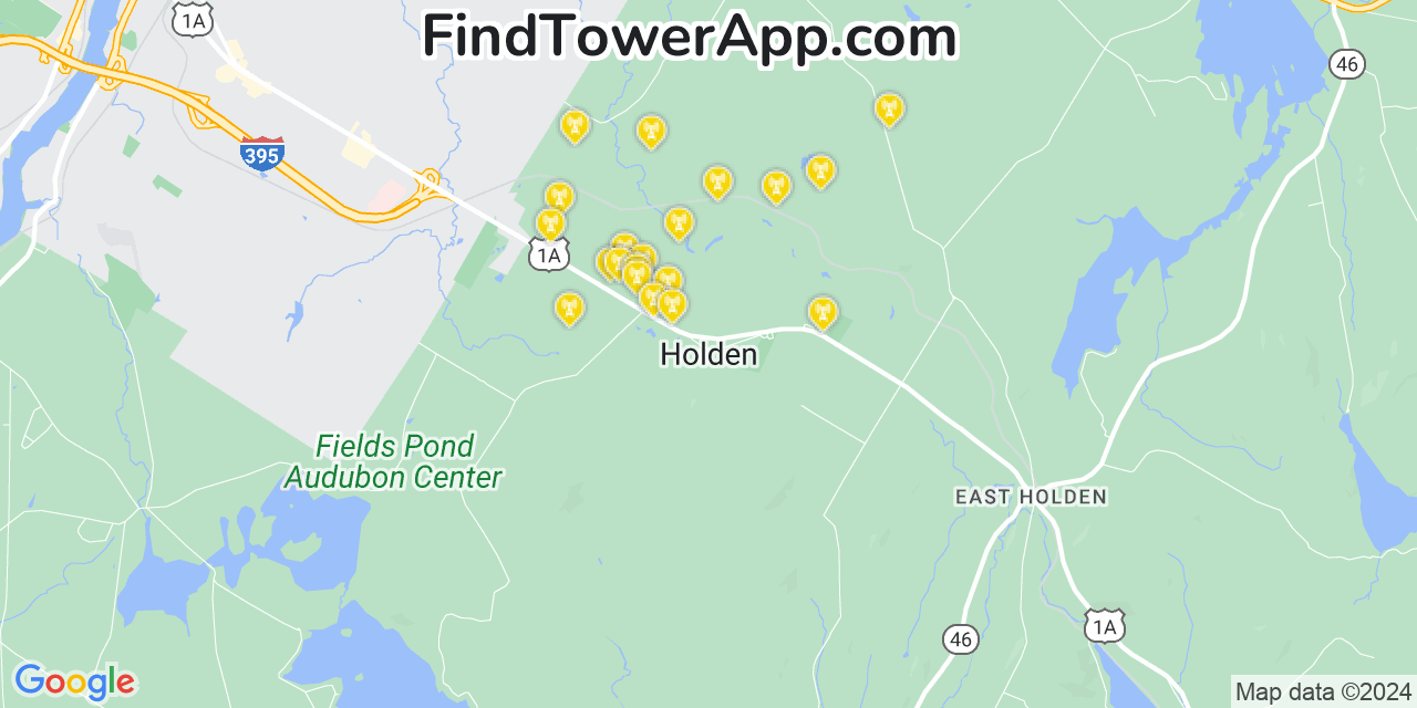 AT&T 4G/5G cell tower coverage map Holden, Maine