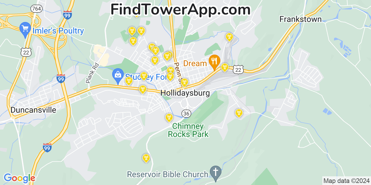 Verizon 4G/5G cell tower coverage map Hollidaysburg, Pennsylvania