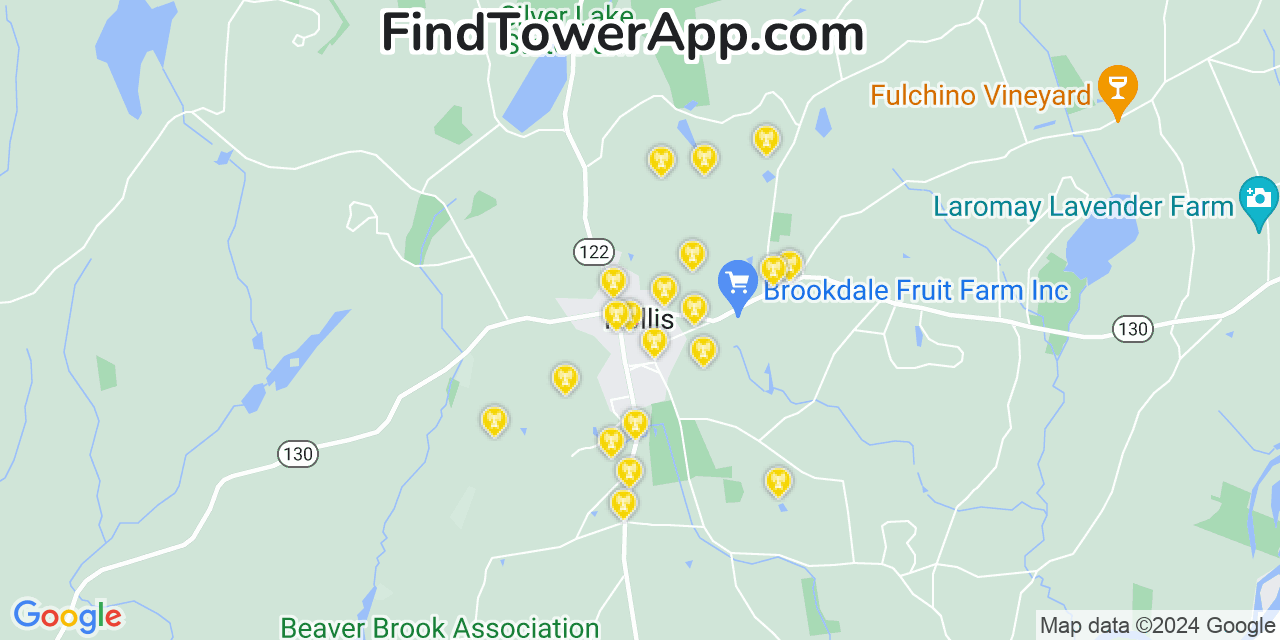 AT&T 4G/5G cell tower coverage map Hollis, New Hampshire