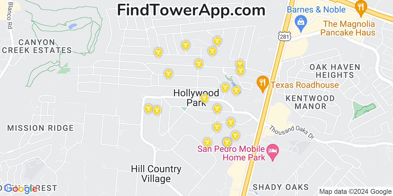 T-Mobile 4G/5G cell tower coverage map Hollywood Park, Texas