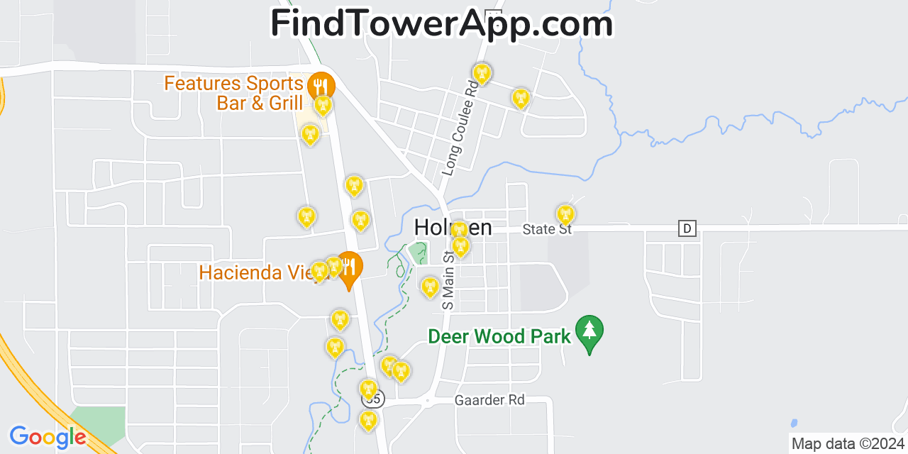 AT&T 4G/5G cell tower coverage map Holmen, Wisconsin