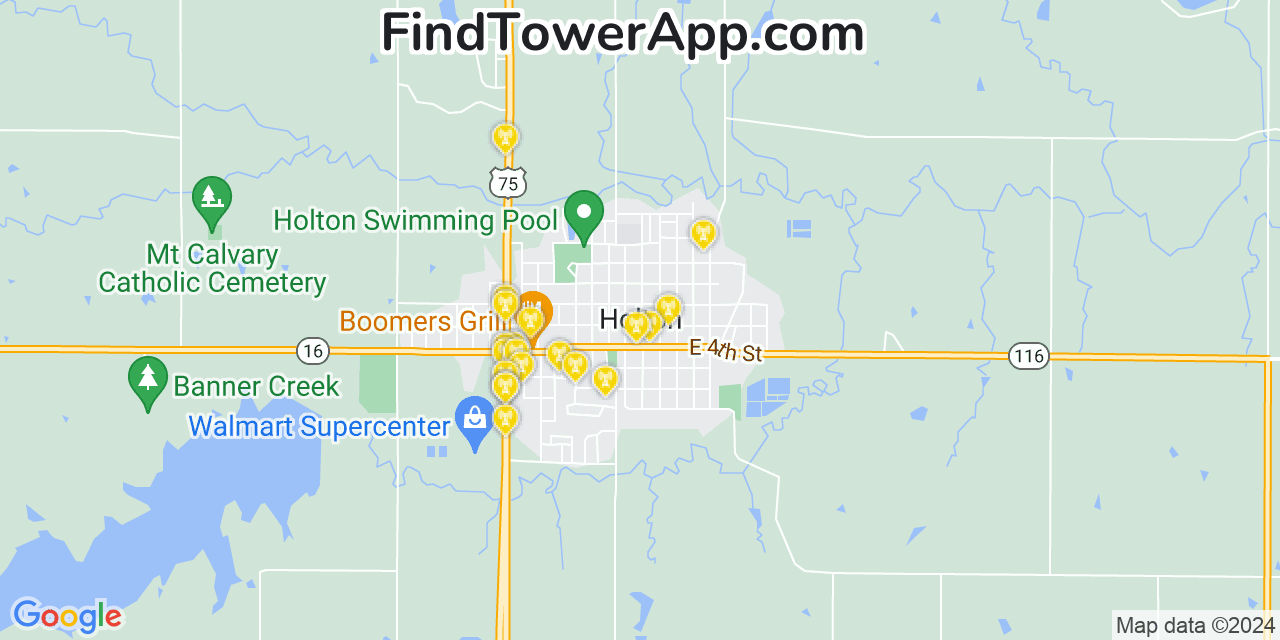 AT&T 4G/5G cell tower coverage map Holton, Kansas